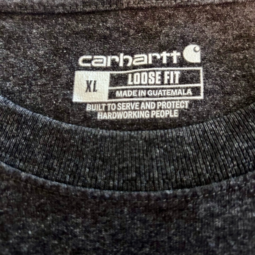 Carhartt Charcoal Short-Sleeve Logo Tee with Gold Print - Picture 4 of 5